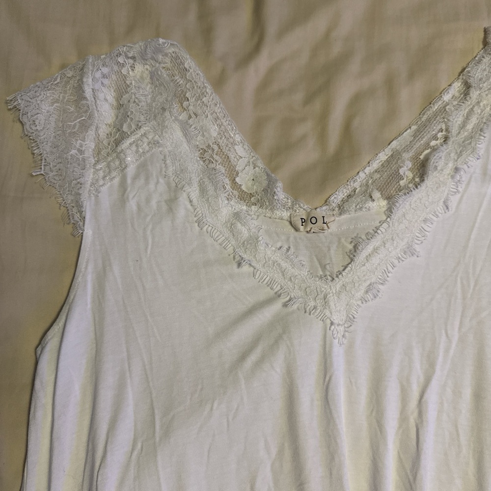 POL Women's Cream Lace-Trimmed Chemise